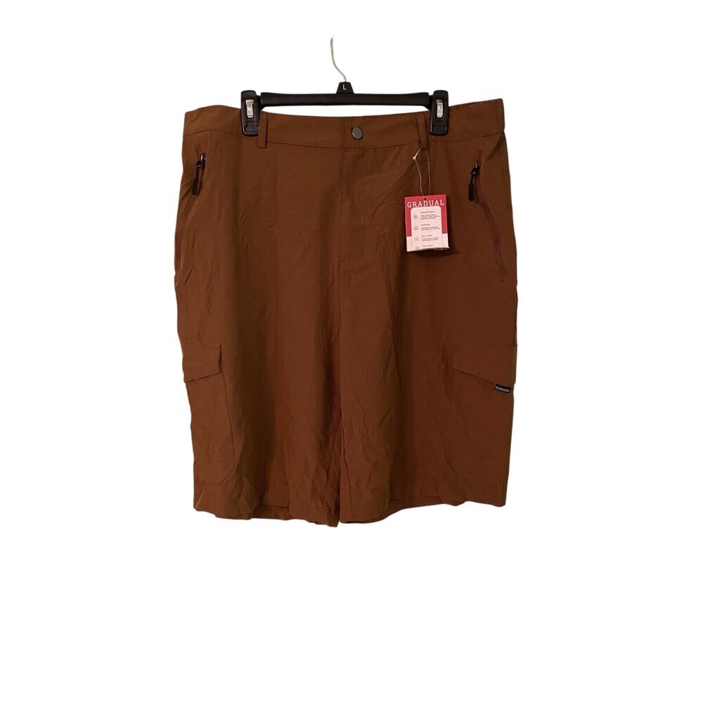 Mens Gradual Athletic Cargo Lightweight Shorts Brown Size 2xl New